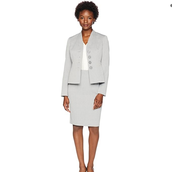 Le Suit Dresses & Skirts - Le Suit 3 Button Work Skirt Suit Grey Multicolor